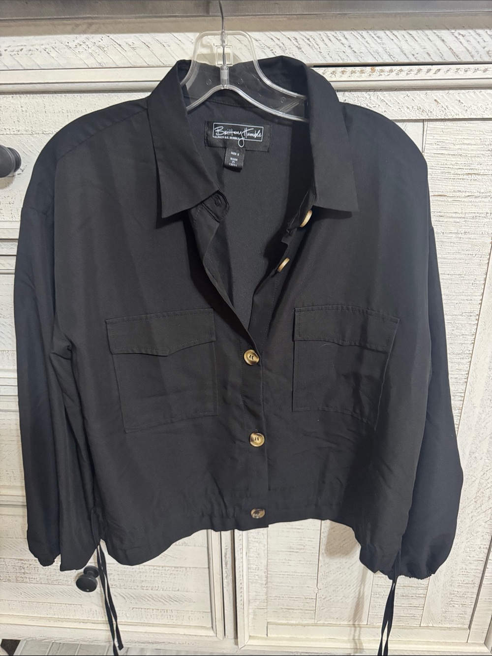 NWOT Brittany Humble Button-Front Crop Shirt Jacket
